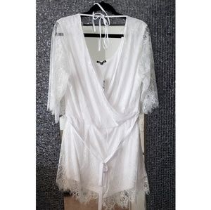 Curvy Floral Lace Wrap Romper